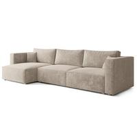 ECKSOFA TOLMO LM Creme Chenille mit Schlaffunktion - Creme, Holzwerkstoff/Textil (347/148cm) - MASSENO