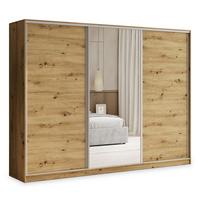 SCHWEBETÜRENSCHRANK TARI 270/205/58 cm 3-türig mit Spiegel und 4 Schubladen Eiche Artisan - Eiche Artisan, Holzwerkstoff (270/205/58cm) - MASSENO