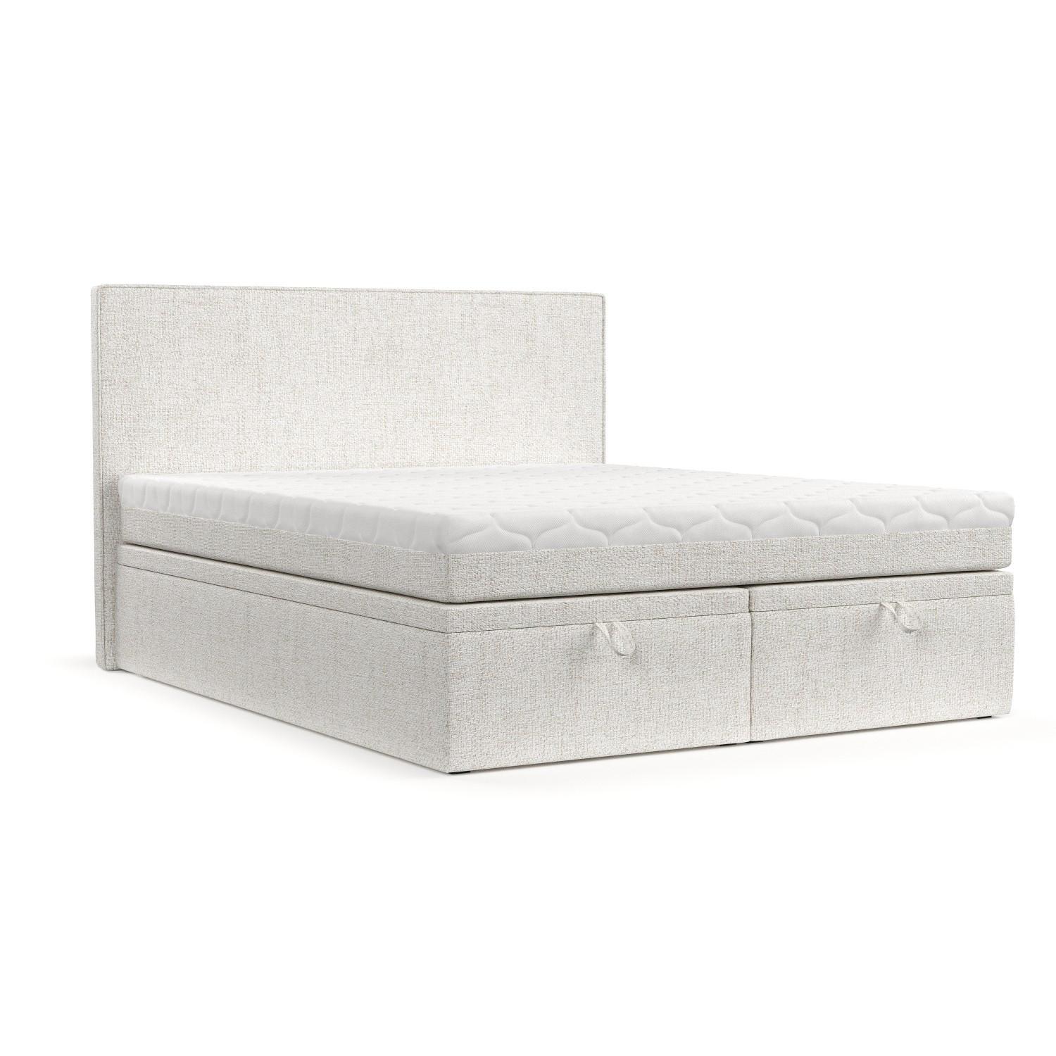 BOXBETT Zalla 140/200 cm Creme im Neve Stoff - Creme/Schwarz, Holz/Holzwerkstoff (140/200cm) - AltaBeds