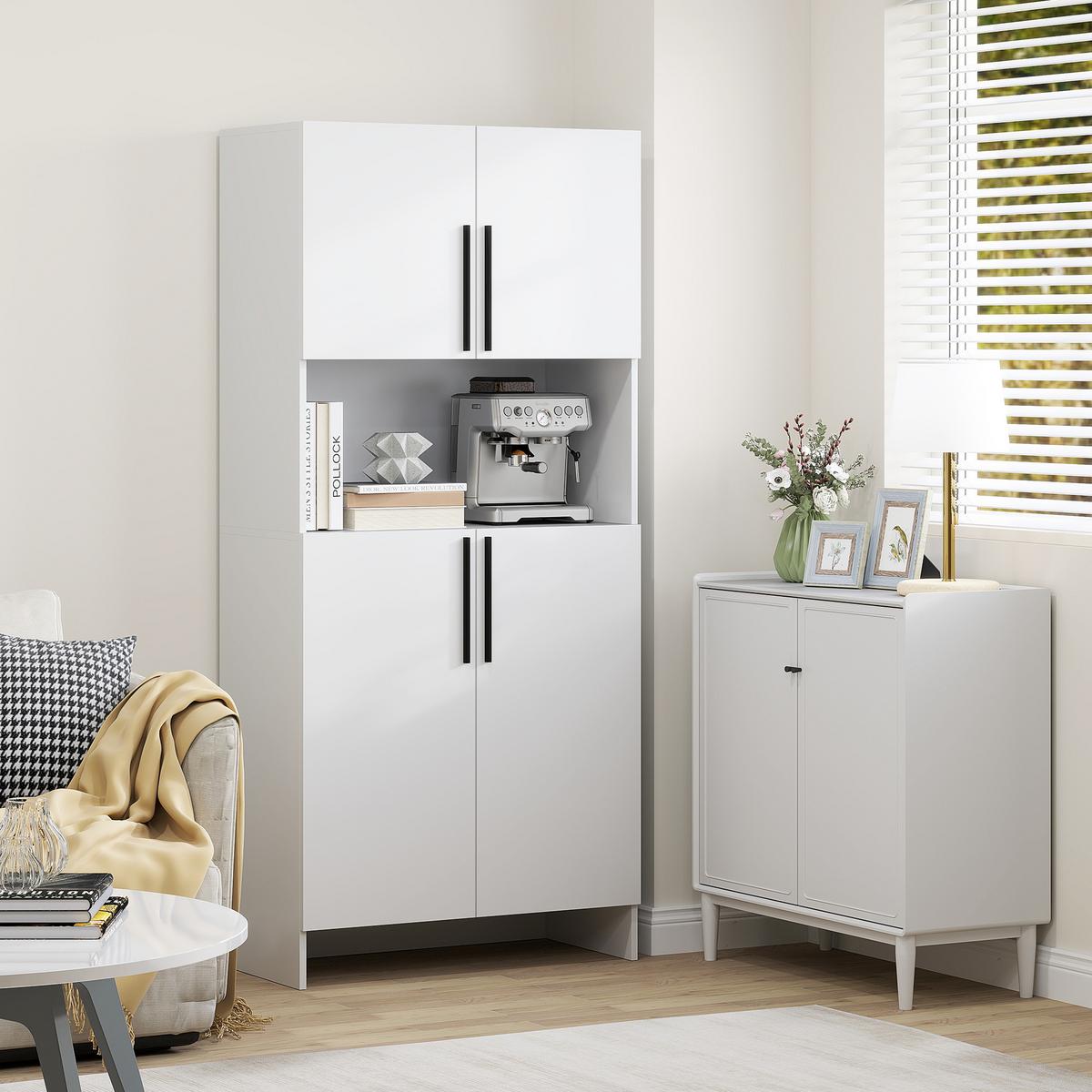 KÜCHENSCHRANK Spanlatte 79/40/175 cm Weiß - Weiß, Holzwerkstoff (40/175/79cm) - HOMCOM