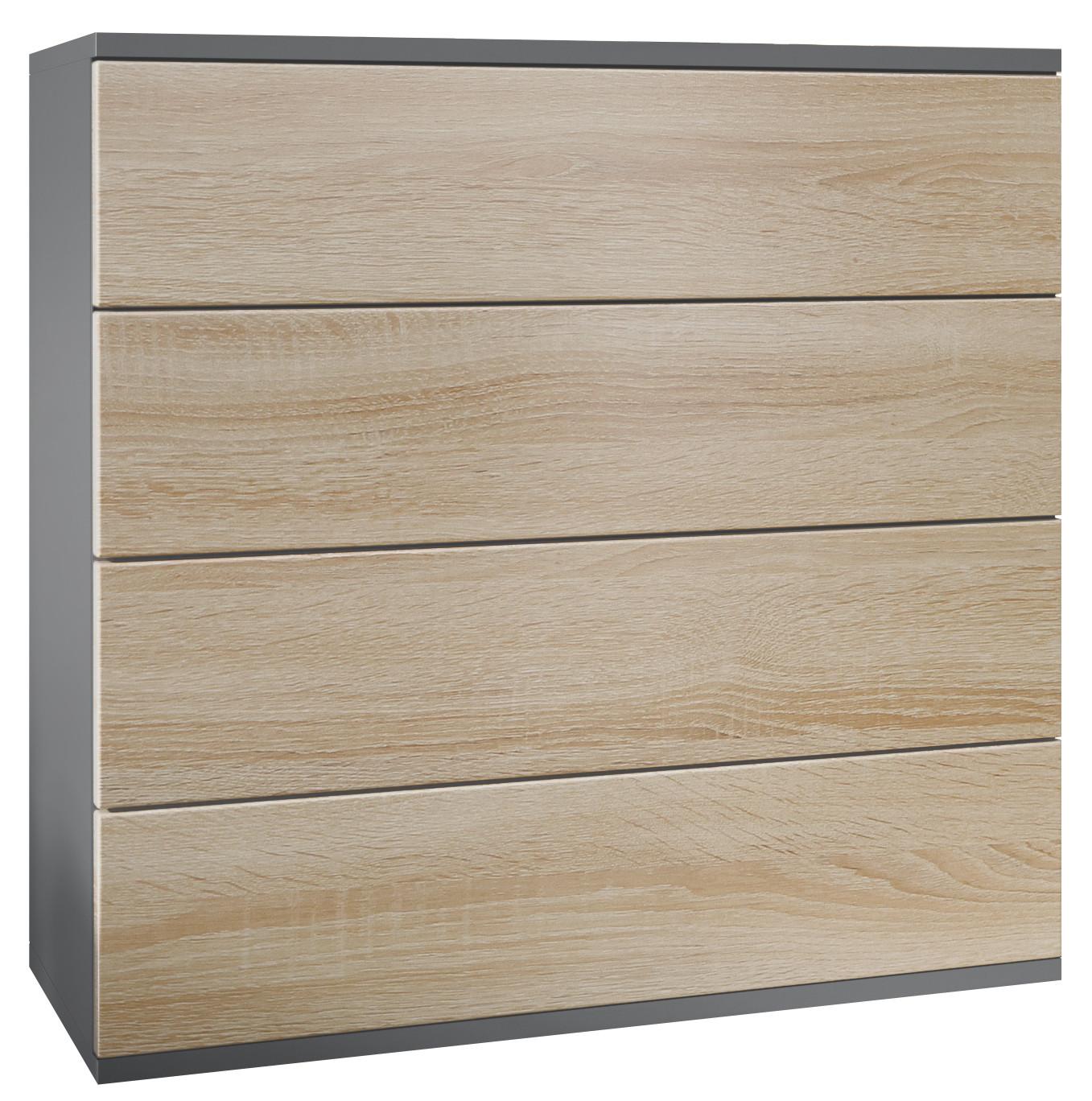 KOMMODE Pavos Eiche sägerau - Hellbraun, Holzwerkstoff (76/76/35cm) - Vladon