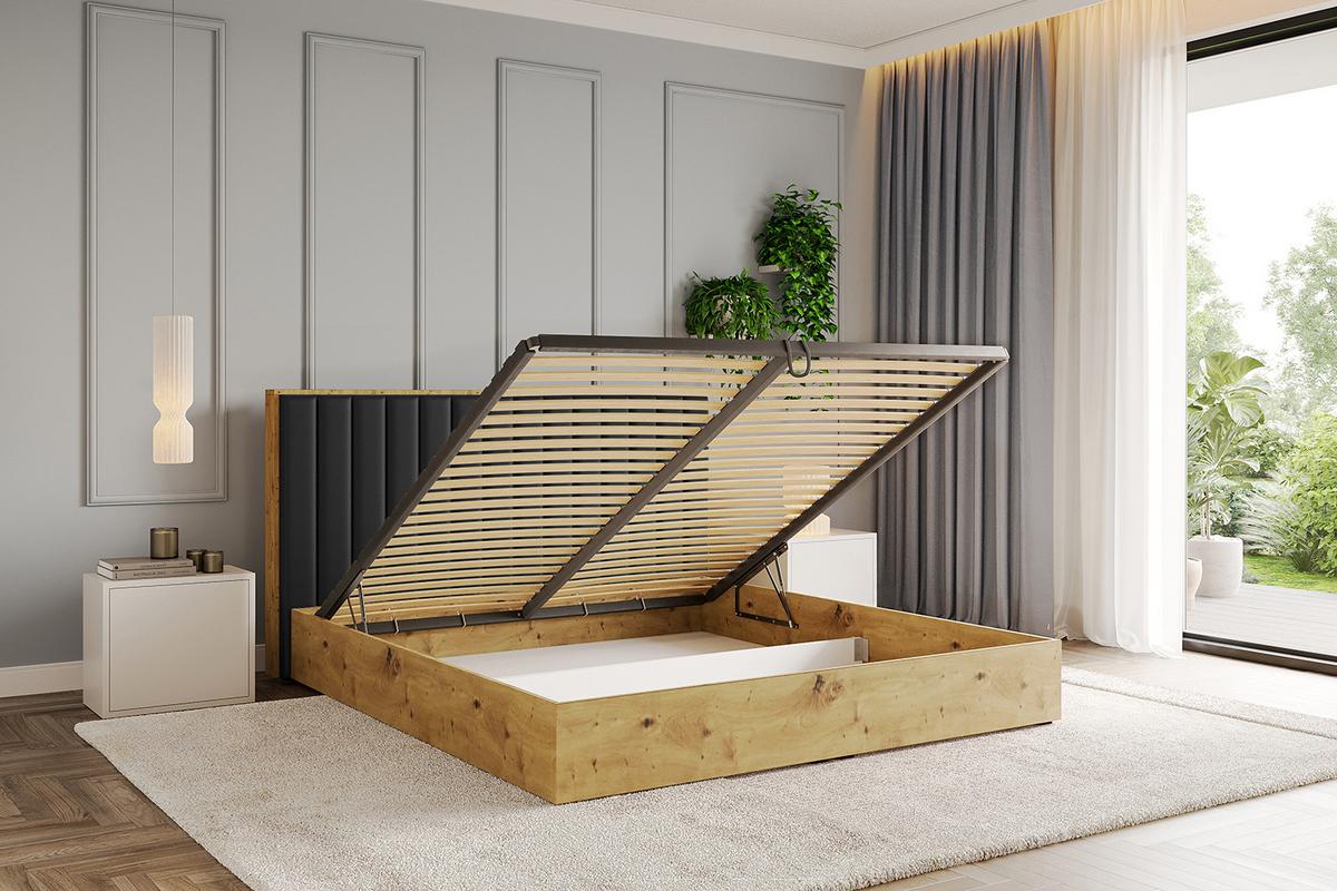 POLSTERBETT mit Bettkasten und Lattenrost, Bett mit Matratze H3/H4 - ENZO4 180x200 Schwarz Kunstleder - Schwarz Hochglanz, Holzwerkstoff/Textil (180/200cm) - ALTDECOR