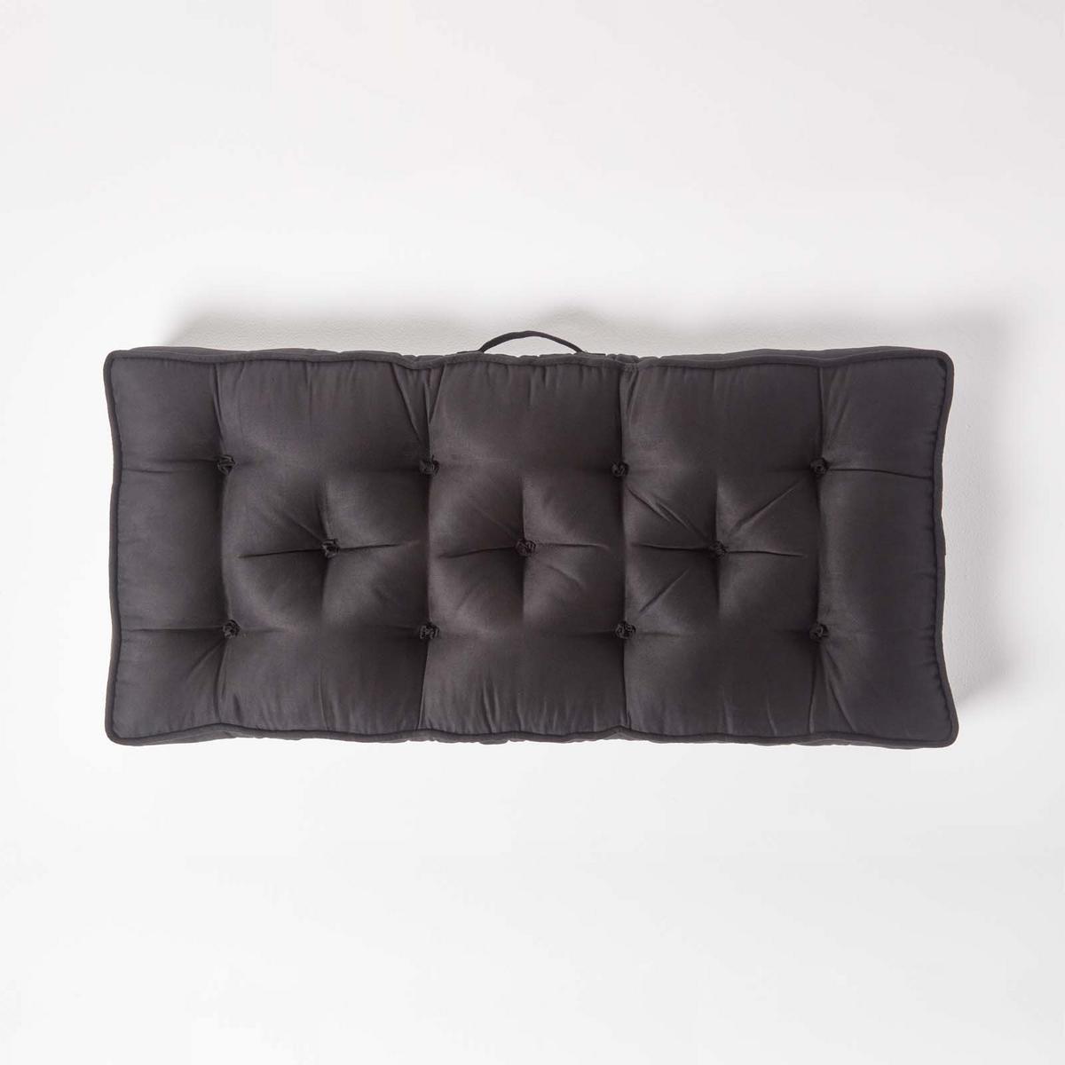 SITZAUFLAGE schwarz 100/48/10 cm – Sofa-Sitzkissen, Velours - Schwarz, Textil (48/100/10cm) - Homescapes
