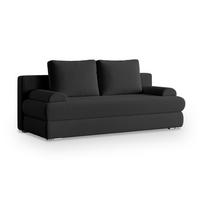 SCHLAFSOFA ASPERO Schwarz Plüsch-Stoff mit Schlaffunktion - Schwarz, Holz (200/95/75cm) - MASSENO