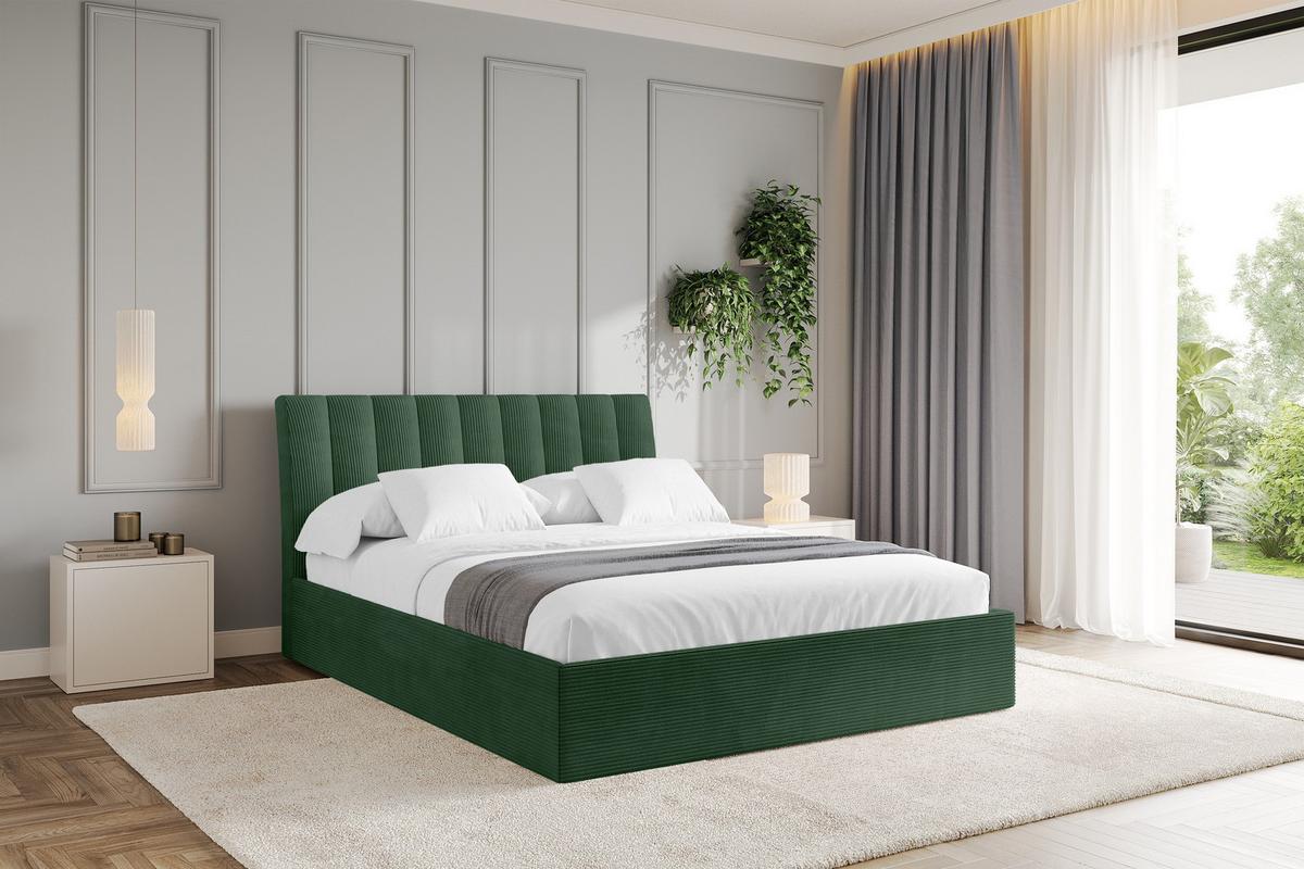 POLSTERBETT mit Bettkasten und Lattenrost, Boxbett ohne Matratze - ILAN 140x200 Grün - Olivgrün, Holzwerkstoff/Textil (140/200cm) - ALTDECOR