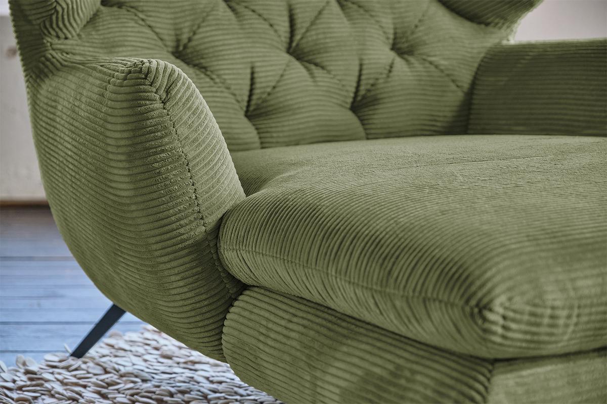 LONGSEAT CHAMRE Grün Cord - Schwarz/Olivgrün, Textil/Metall (130/95/160cm) - KAWOLA