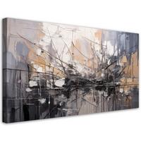LEINWANDBILD Abstraktion Linien Grau 80x40cm - Grau, Textil (80/40cm) - Feeby