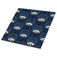SELBSTKLEBENDE Wandfliesen 9 Stück 30x30 cm - Vintage-Augenmuster - Blau, Textil (30/1.6/30cm) - TULUP