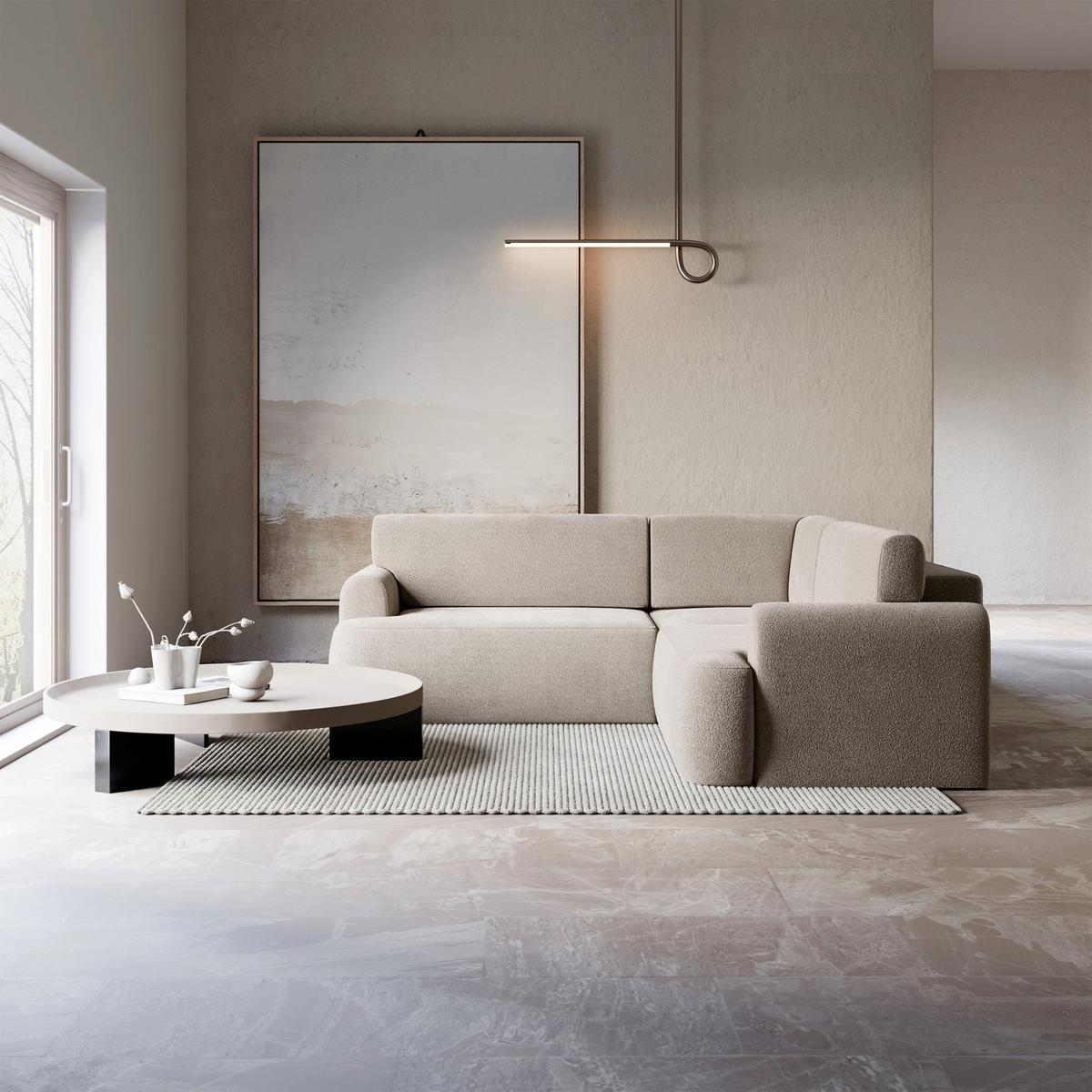 ECKSOFA Kaveo 245 cm universell mit Eckelement - Taupe/Schwarz, Kunststoff/Textil (245/245cm) - Selsey