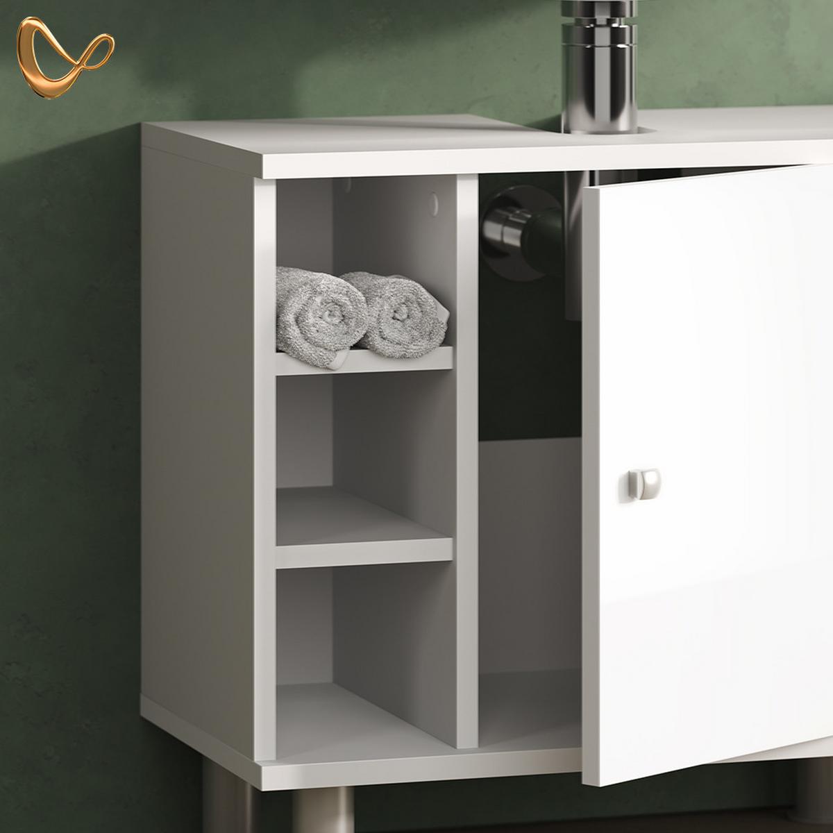 WASCHBECKENUNTERSCHRANK Fucino Weiß Hochglanz 60 x 54 cm - Weiß Hochglanz, Holzwerkstoff (60/54/32cm) - Livinity®