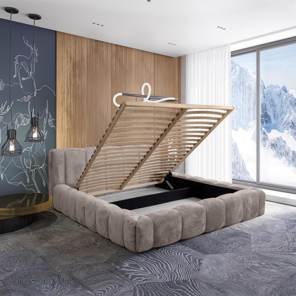 POLSTERBETT Hailey In Tender Way - Beige, Holzwerkstoff/Textil (160/200cm) - Fun Möbel