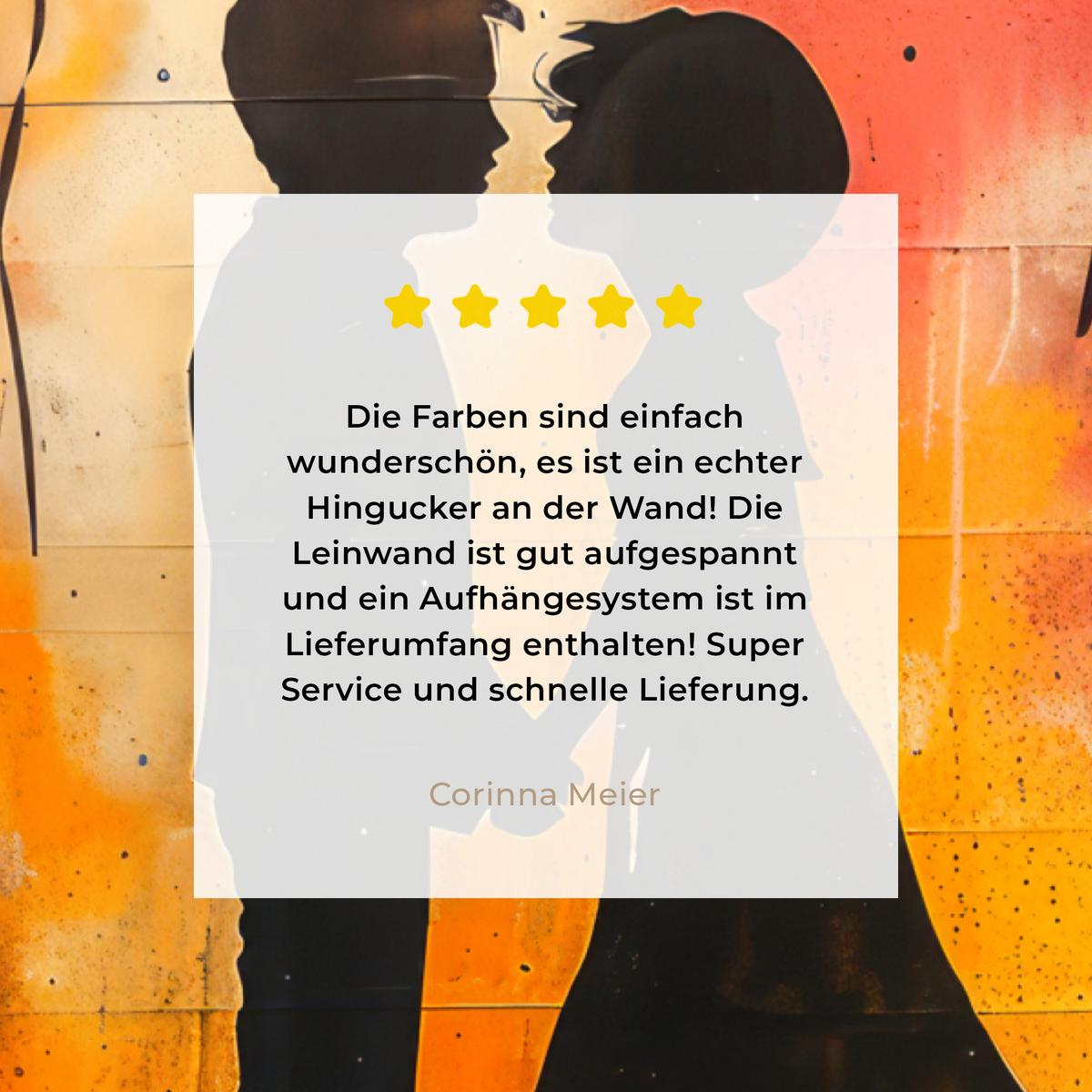 LEINWANDBILD Straßenkunst - Liebe - Graffiti - Kunst - Banksy Room Decor 30x40 cm - Orange, Textil (30/40cm) - MuchoWow