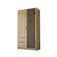 KLEIDERSCHRANK NELA, zweitürig mit Lamellen, 105 cm, Artisan/Schwarz - Eiche Artisan, Holzwerkstoff (105/200/51cm) - Lookway