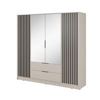 DREHTÜRENSCHRANK NELIANA 206/200/51 cm 4-türig mit Spiegel Kaschmir - Kaschmir, Holzwerkstoff (206/200/51cm) - MASSENO