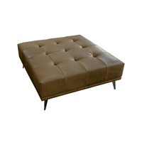 HOCKER WIOLO Beige Leder - Beige/Silberfarben, Leder/Metall (110/42/110cm) - KAWOLA