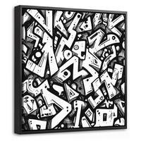LEINWAND Bilder mit Rahmen - Formen - Buchstaben - Graffiti - Schwarz - 20x20 - Schwarz, Textil (20/20cm) - MuchoWow