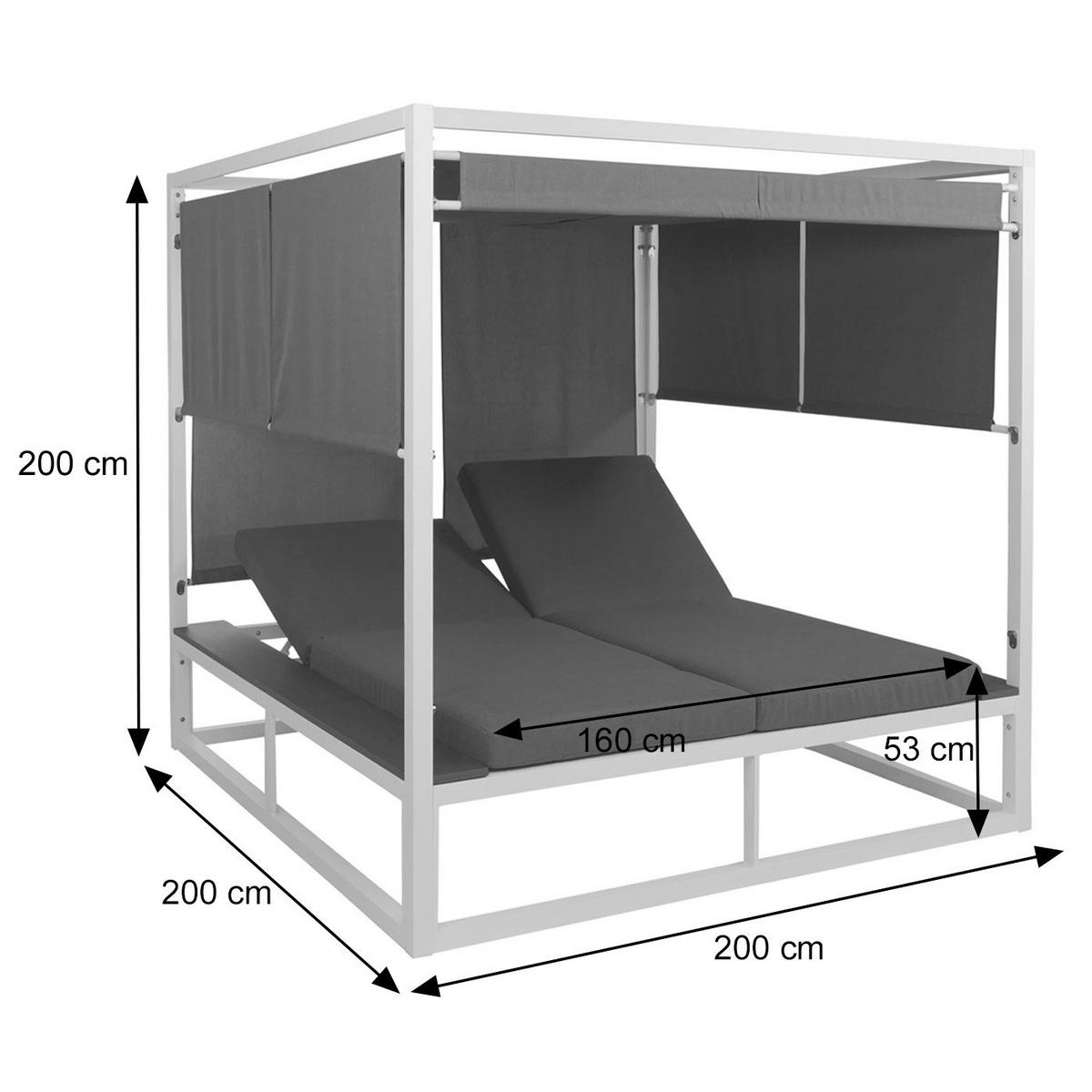 LOUNGE-GARTENLIEGE M63B Anthrazit, Grau - Anthrazit/Grau, Metall (200/200/200cm) - MCW