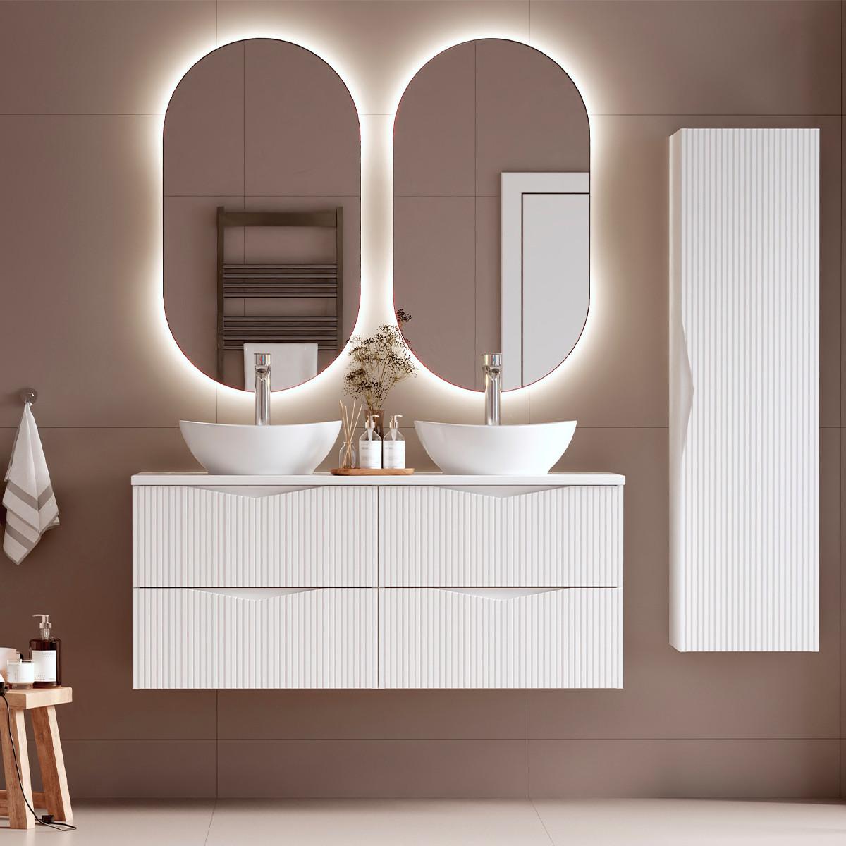 BADMÖBEL 120.6cm Tao 2er-Set Weiß - Weiß, Holzwerkstoff (120.6/50/45.8cm) - Petits-meubles