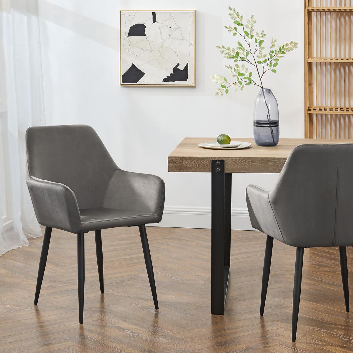ESSZIMMERSTUHL Hollola im 2er-Set - Grau, Metall (57/86/56cm) - [en.casa]