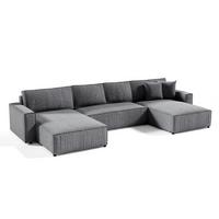 PANORAMASOFA Isaac 5 Sitzplätze Grau - Grau, Holzwerkstoff (398/85/185cm) - Petits-meubles