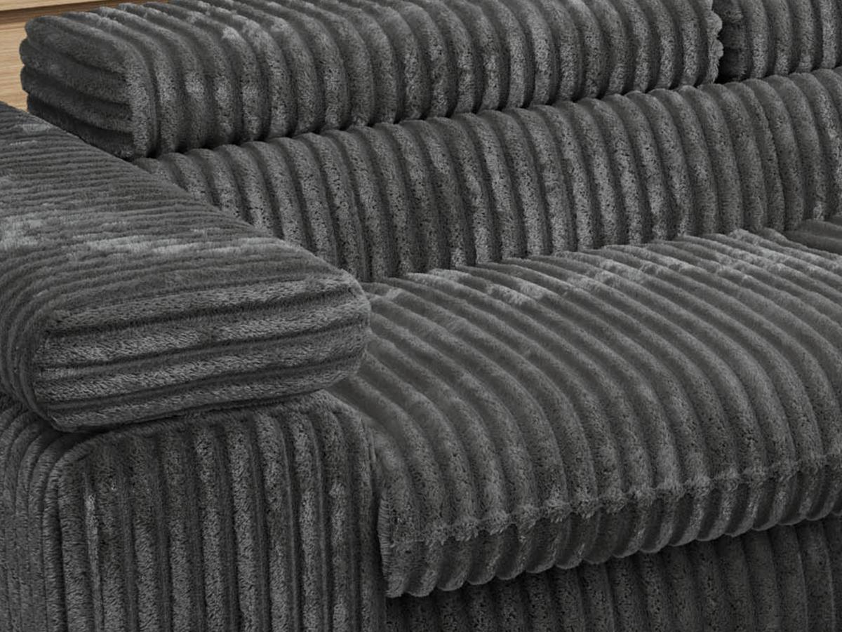 ECKSOFA PABLO L Dunkelgrau Cord - Rechts Seite - Dunkelgrau/Schwarz, Textil/Metall (273/208cm) - MKS