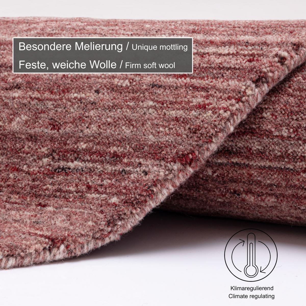 HANDWEBTEPPICH Pure 100x100 cm - Rot, Textil (100/100cm) - THEKO