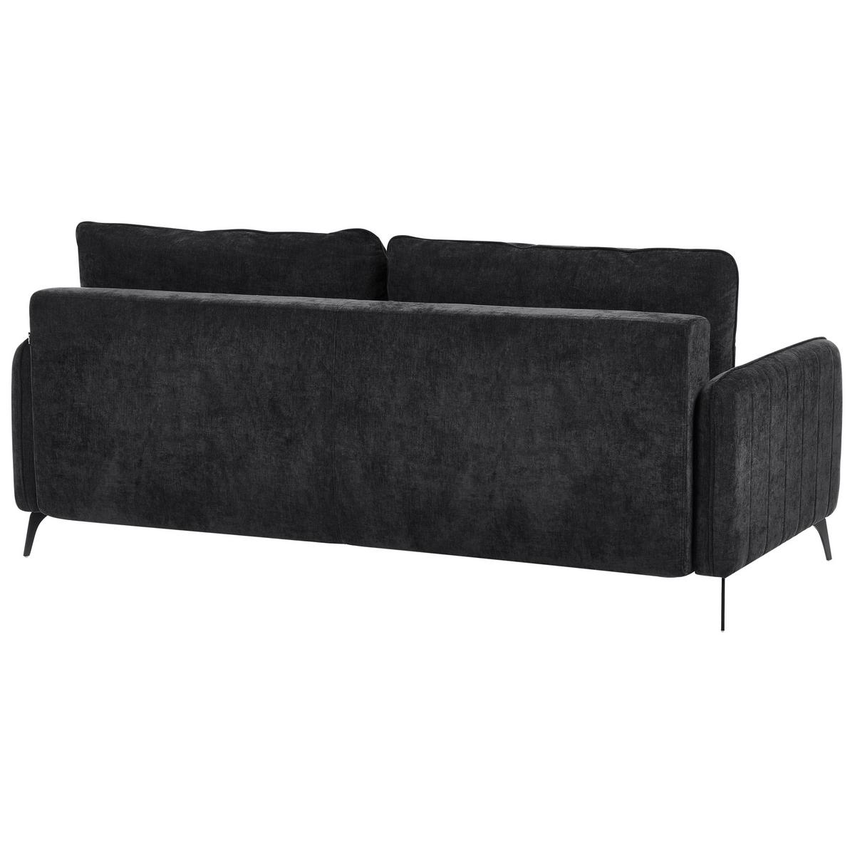 SCHLAFSOFA 3-Sitzer Chenillegewebe Schwarz Heming - Schwarz, Textil (200/88/90cm) - Beliani