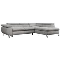 ECKSOFA PEDRO L Hellgrau Velvet - Rechts Seite - Hellgrau/Schwarz, Textil/Metall (273/208cm) - MKS