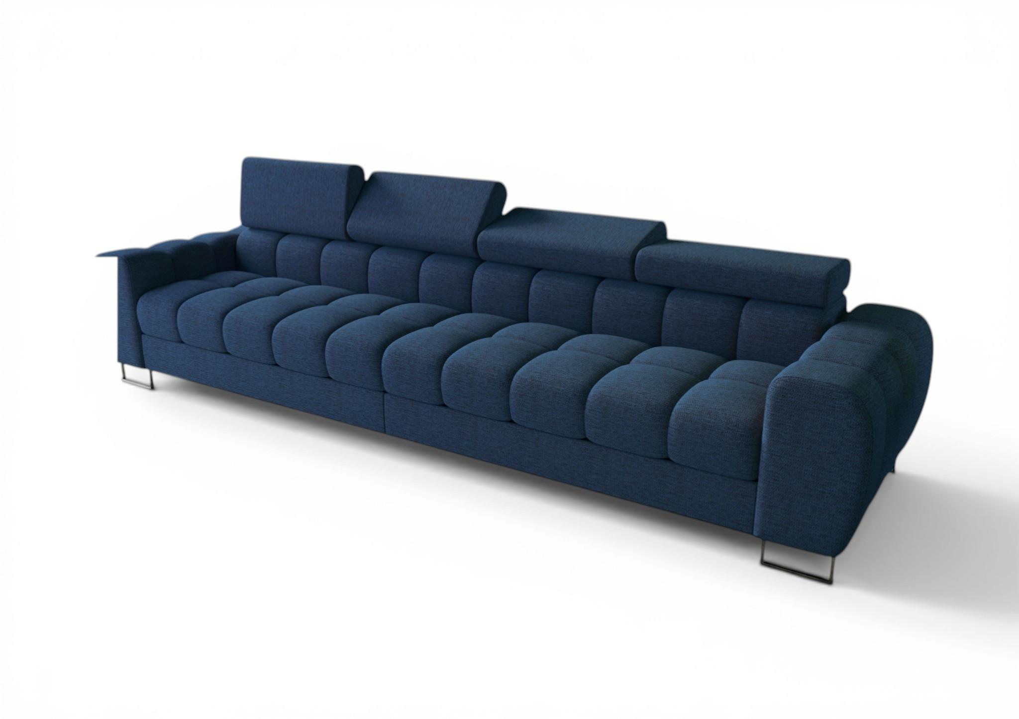 SOFA 4-sitzer Bastien In Stoff Aragon - Blau, Holzwerkstoff/Textil (335/95/97cm) - Fun Möbel