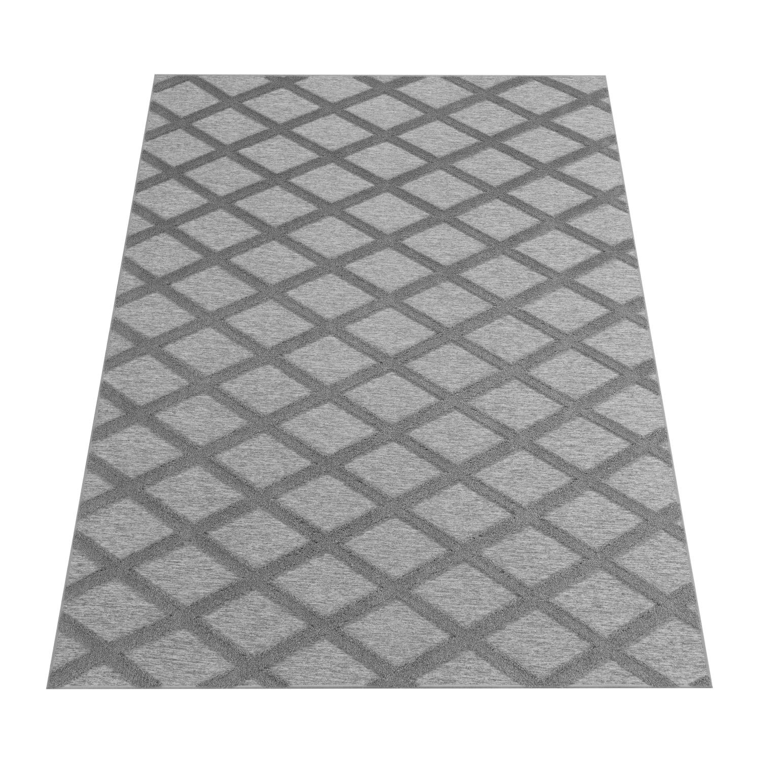 KURZFLORTEPPICH Waschbar, mit Rautenmuster, Grau, 60 x 100 cm - Grau, Textil (60/100cm) - KADIMA DESIGN