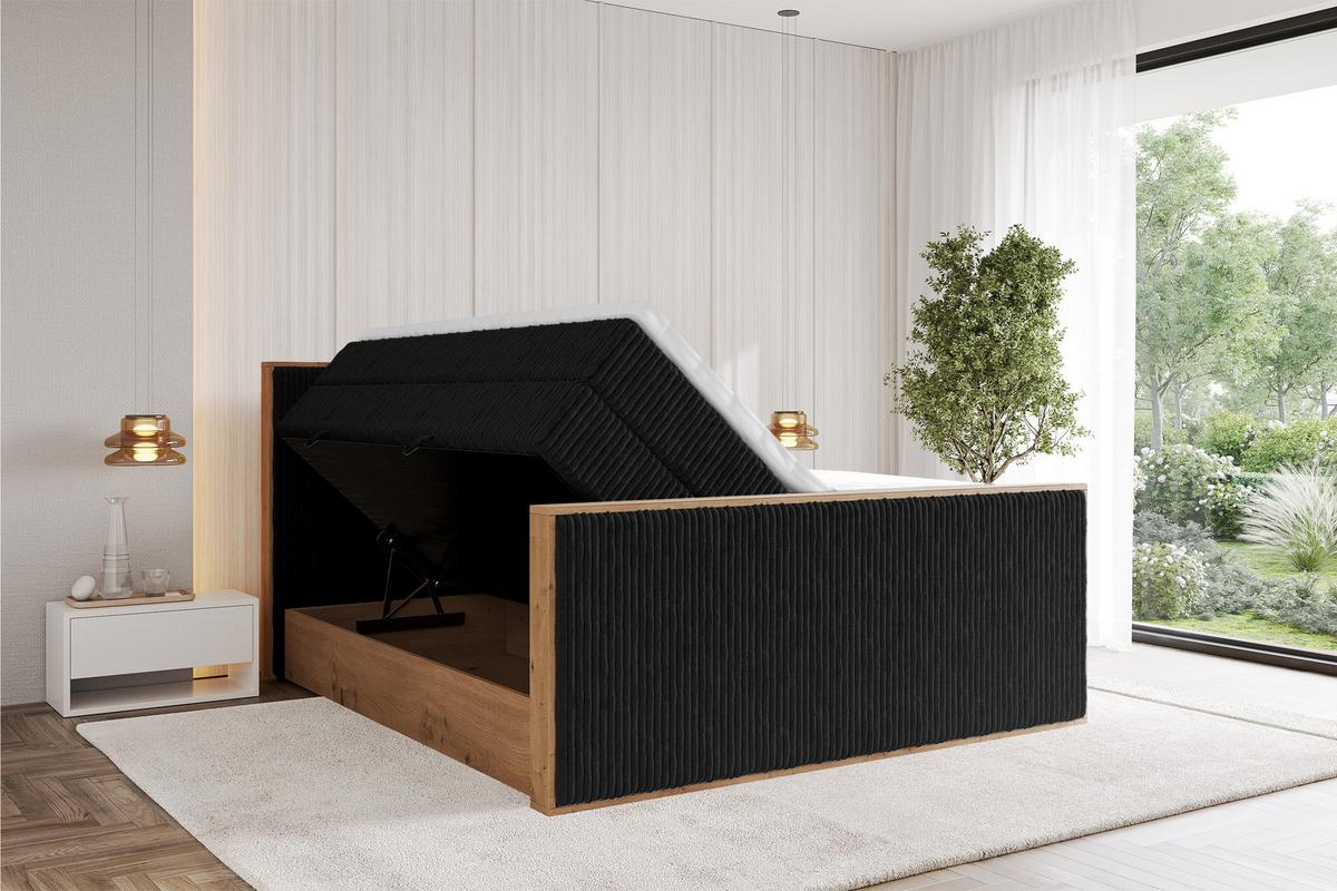 BOXSPRINGBETT LOLLI9 -Z-KING 140x200 - H3/H4 Schwarz - Schwarz, Holzwerkstoff (140/200cm) - ALTDECOR