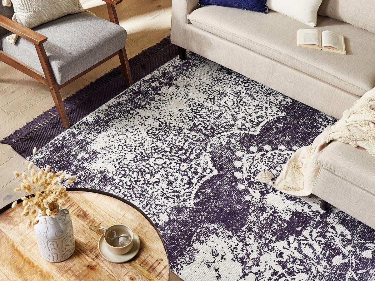 KURZFLOR-TEPPICH Akarsu 200/140 cm - Violett, Naturmaterialien (140/200cm) - Beliani