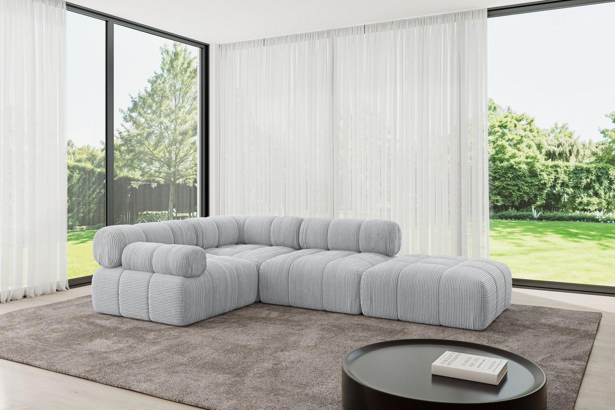 ECKSOFA modulares Sofa Felto-L1 - 285x190x70 cm Grau Cord - Grau, Holzwerkstoff/Textil (285/190cm) - ALTDECOR