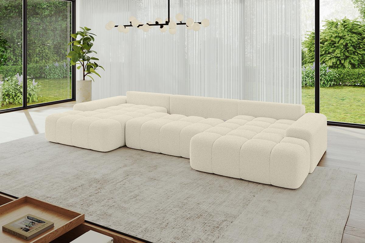 WOHNLANDSCHAFT ENSI-U - 353x164x69 cm Creme - Hellbraun/Creme, Holzwerkstoff/Kunststoff (357/69/164cm) - ALTDECOR
