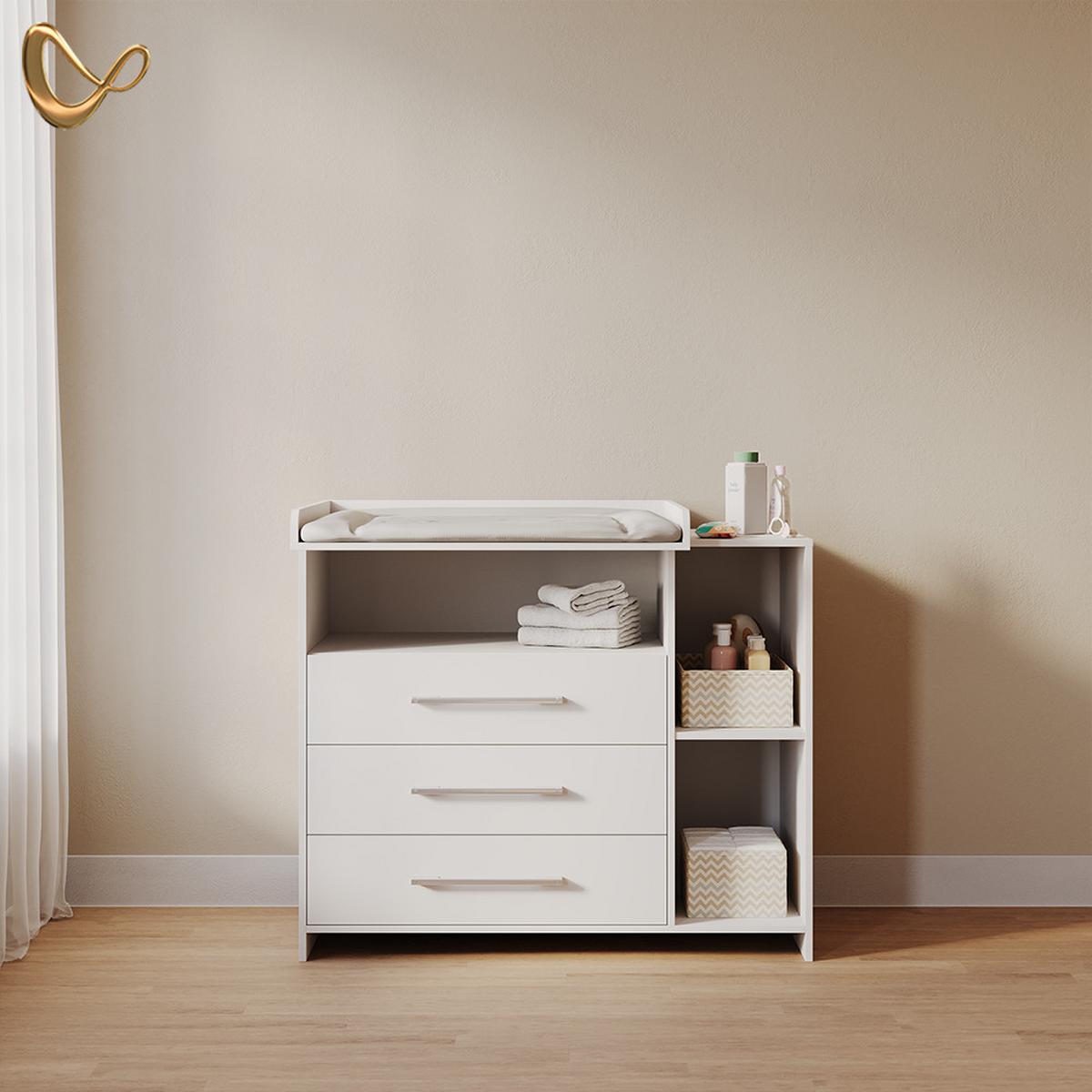 WICKELKOMMODE Torino Weiß mit Schubladen - Weiß, Holzwerkstoff (113/100/53cm) - Livinity®