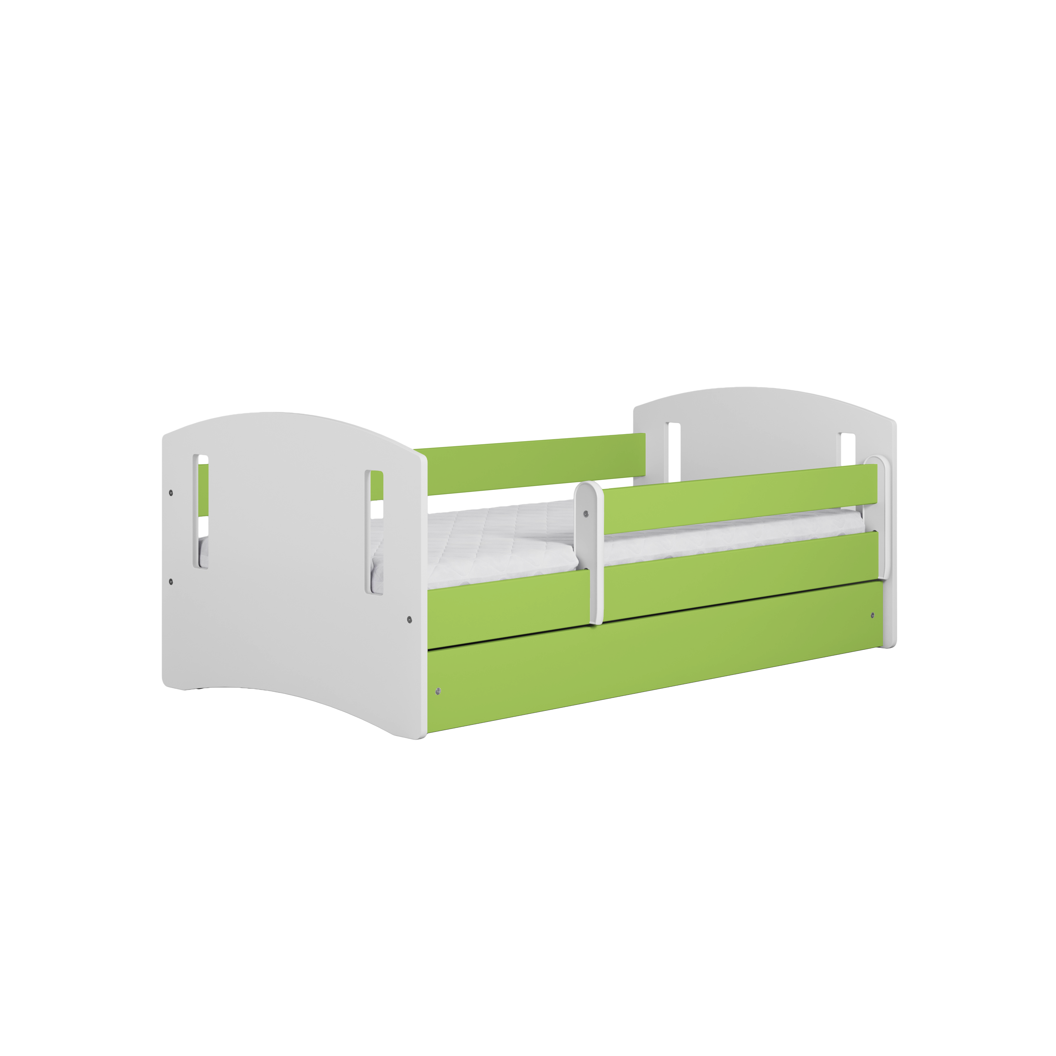 KINDERBETT CLASSIC II mit Schublade und Matratze Grün 90/65/184 - Grün, Holzwerkstoff (80/180cm) - RAUMHIRSCH FURNITURE