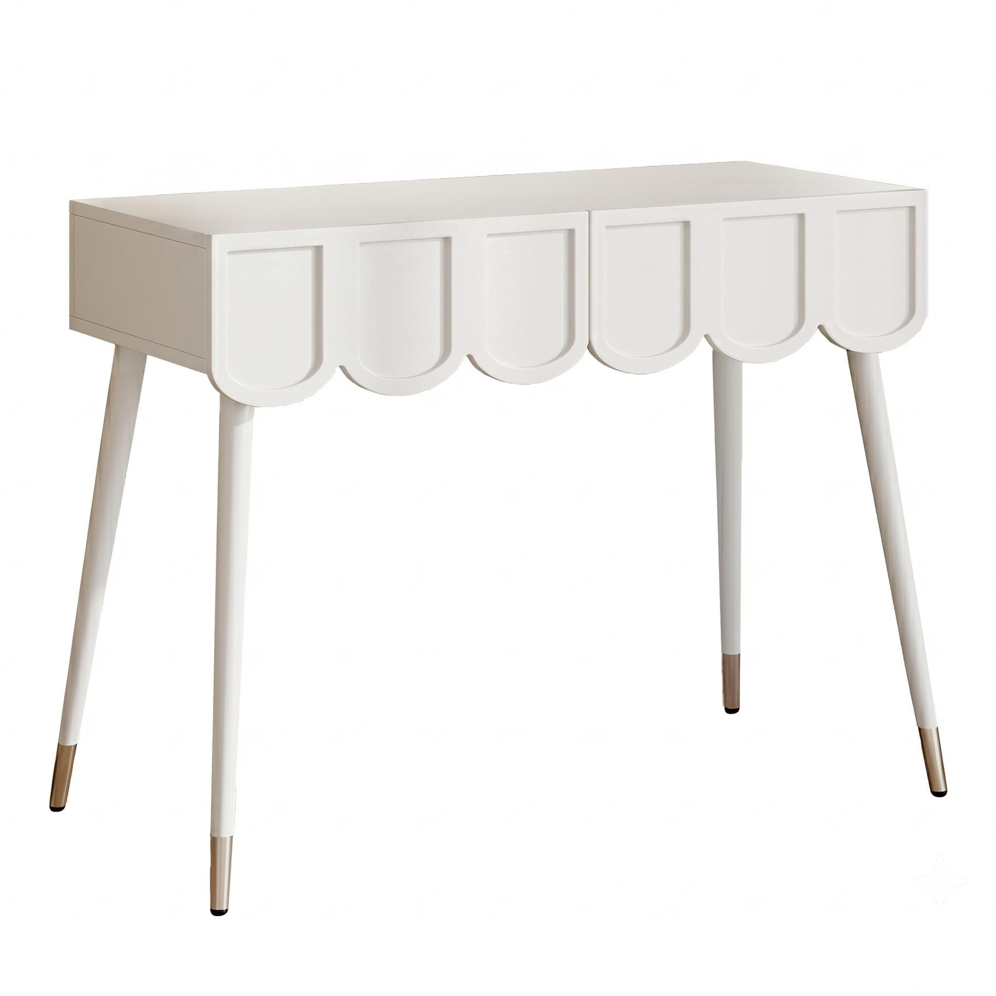 SCHMINKTISCH weiß 100 cm mit 2 wolken-schubladen & metallbeinen - Weiß, Holzwerkstoff (100/76/40cm) - Urban Meuble