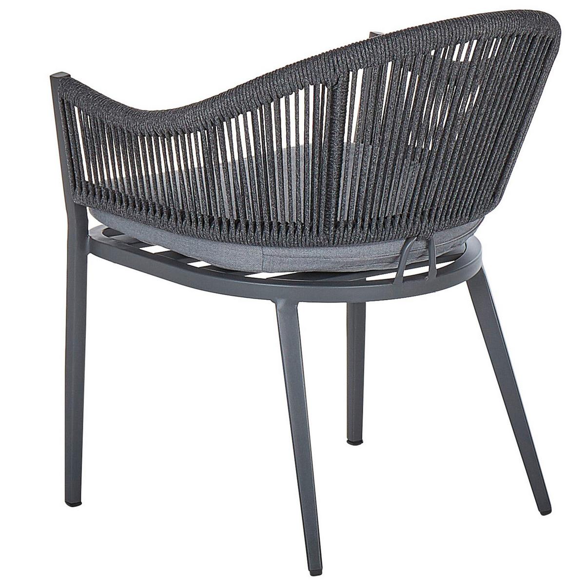 GARTENSTUHL 2er-Set Aluminium dunkelgrau Mileto - Dunkelgrau, Metall (55/77/46cm) - Beliani