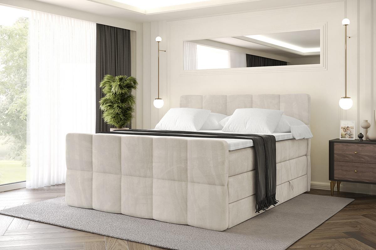 BOXSPRINGBETT mit Matratze und Lattenrost - LIRO-Z KING-120x200 - Beige Casablanca - Beige, Holzwerkstoff (120/200cm) - ALTDECOR