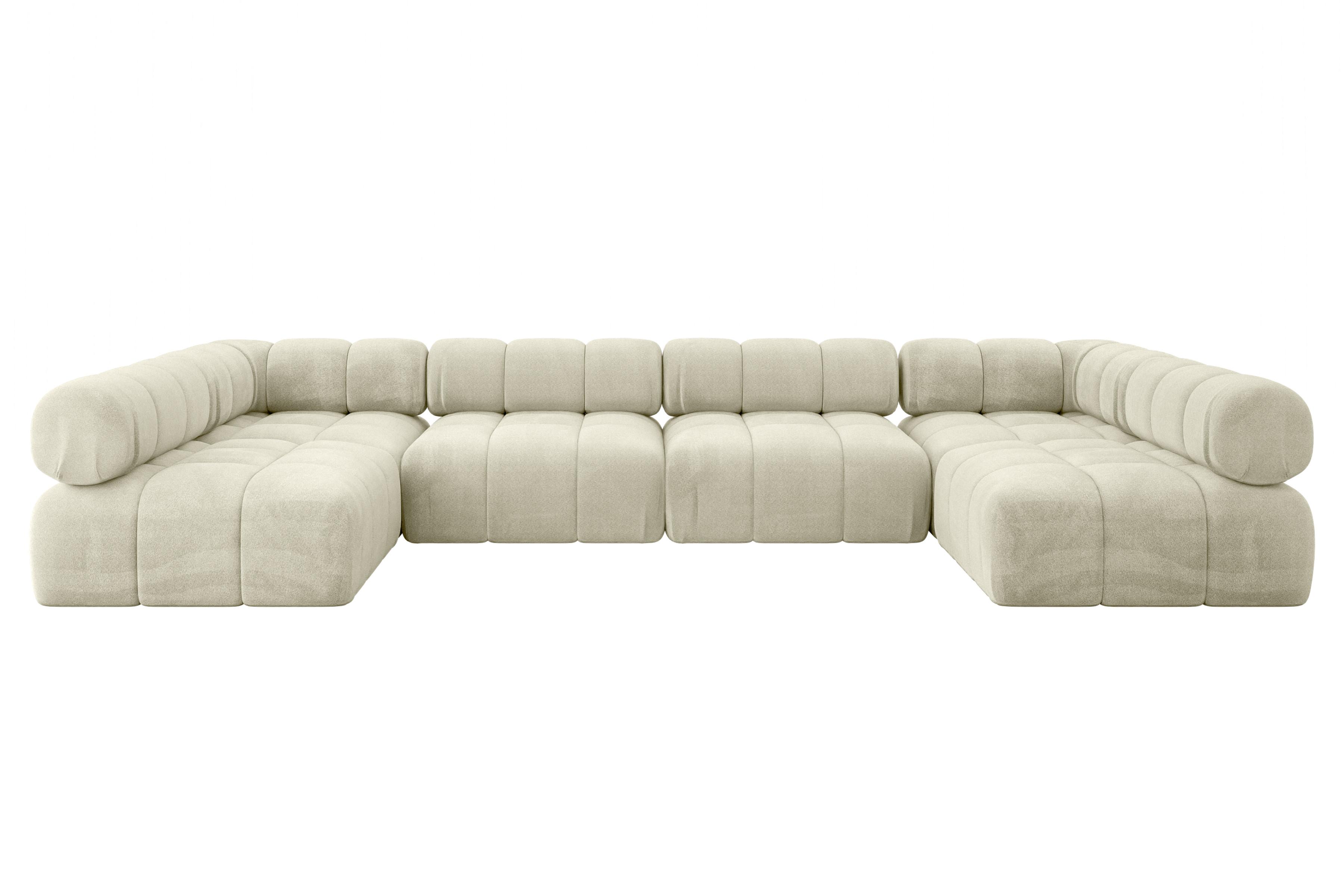 WOHNLANDSCHAFT modulares Sofa Garvo-U2 - 380x190x70 cm Beige Velours - Beige, Holzwerkstoff/Textil (380/70/190cm) - ALTDECOR