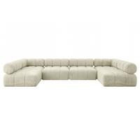 WOHNLANDSCHAFT modulares Sofa Garvo-U2 - 380x190x70 cm Beige Velours - Beige, Holzwerkstoff/Textil (380/70/190cm) - ALTDECOR