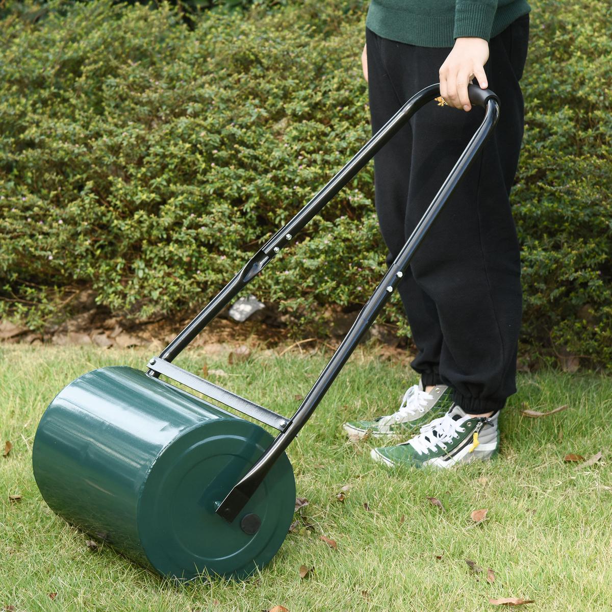 RASENWALZE, Gartenrolle, Gartenwalze mit U-Griff, 30 cm Arbeitsbreit, Metall, Grün - Dunkelgrün, Metall (50/30/102cm) - Outsunny