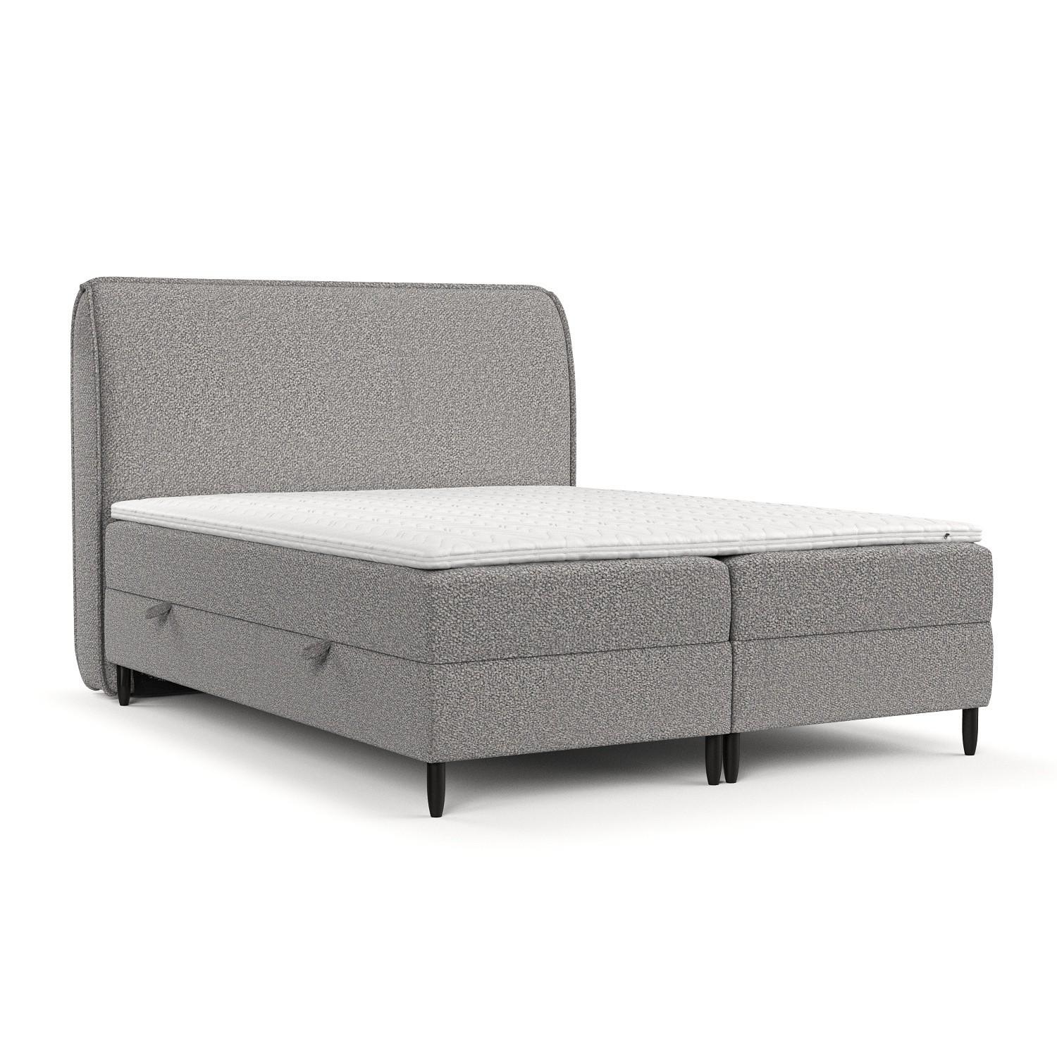 BOXBETT Lunaro 120/200 cm Grau im Bubble Stoff - Schwarz/Grau, Holz/Holzwerkstoff (120/200cm) - AltaBeds