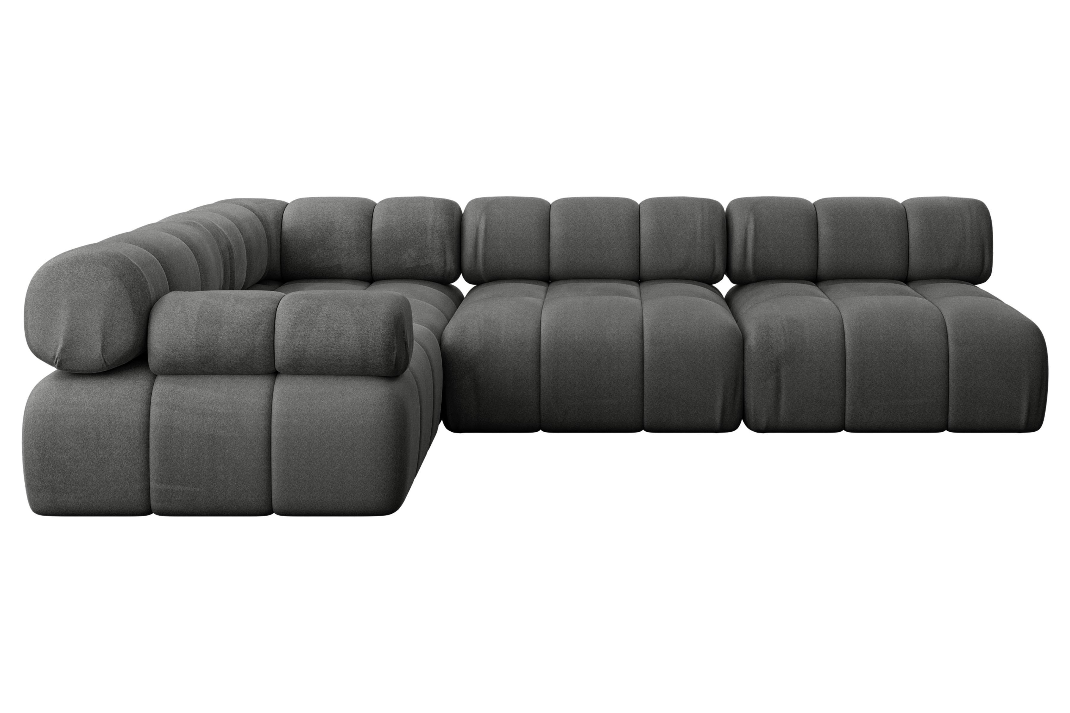 ECKSOFA modulares Sofa Mende-L2 - 285x190x70 cm Dunkelgrau Velours - Dunkelgrau, Holzwerkstoff/Textil (285/190cm) - ALTDECOR
