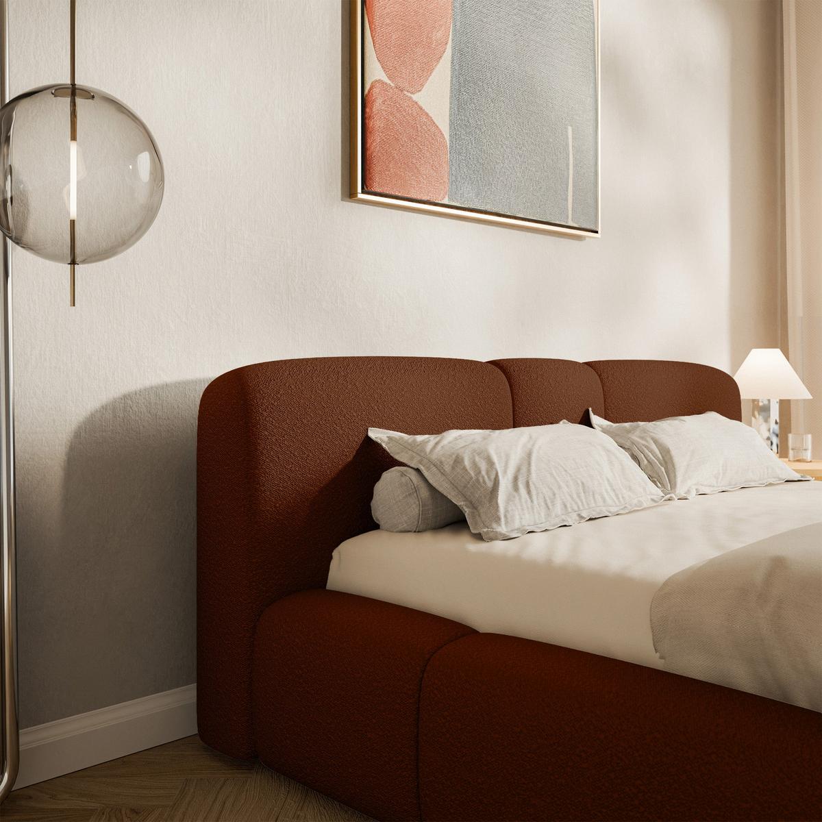POLSTERBETT Bowia, Bettkasten Kupfer Bouclé, 200x200 cm - Schwarz/Kupferfarben, Textil (200/200cm) - Selsey