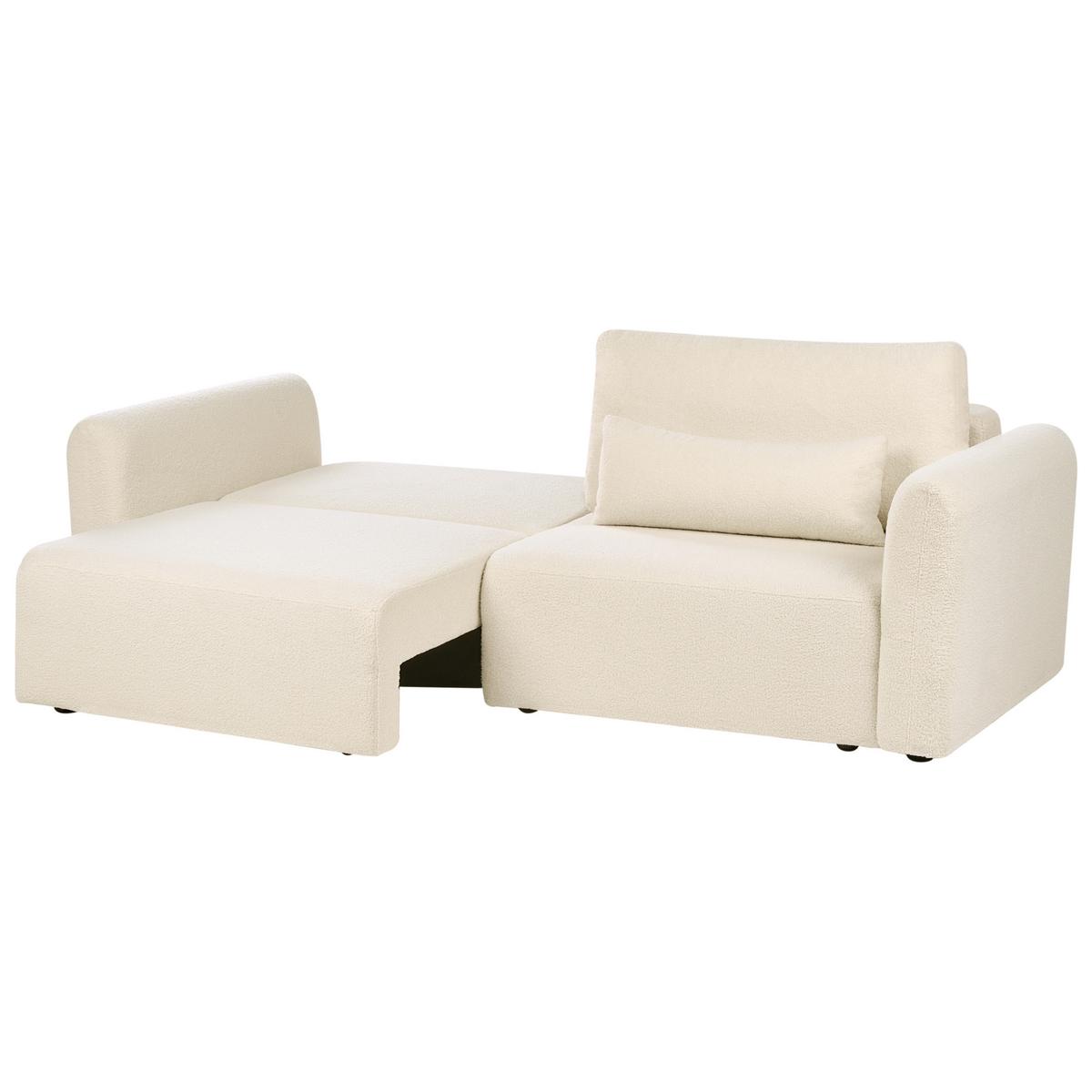 SCHLAFSOFA 3-Sitzer Bouclé Cremeweiß mit Stauraum Vaxholm - Creme, Textil (232/86/87cm) - Beliani