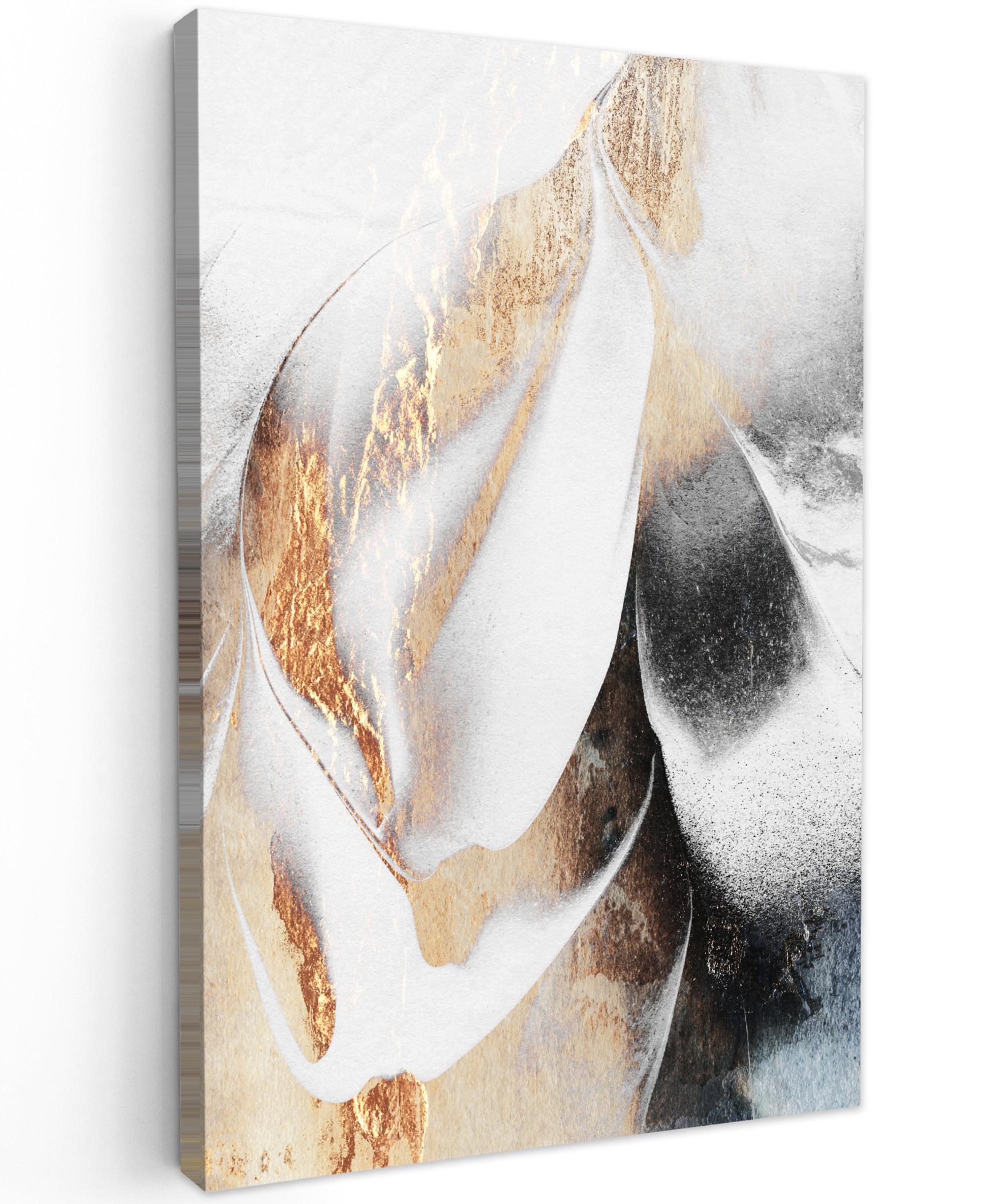 LEINWANDBILD Luxus - Abstrakt - Gold - Weiß Deko Groß 90x140 cm - Goldfarben, Textil (90/140cm) - MuchoWow