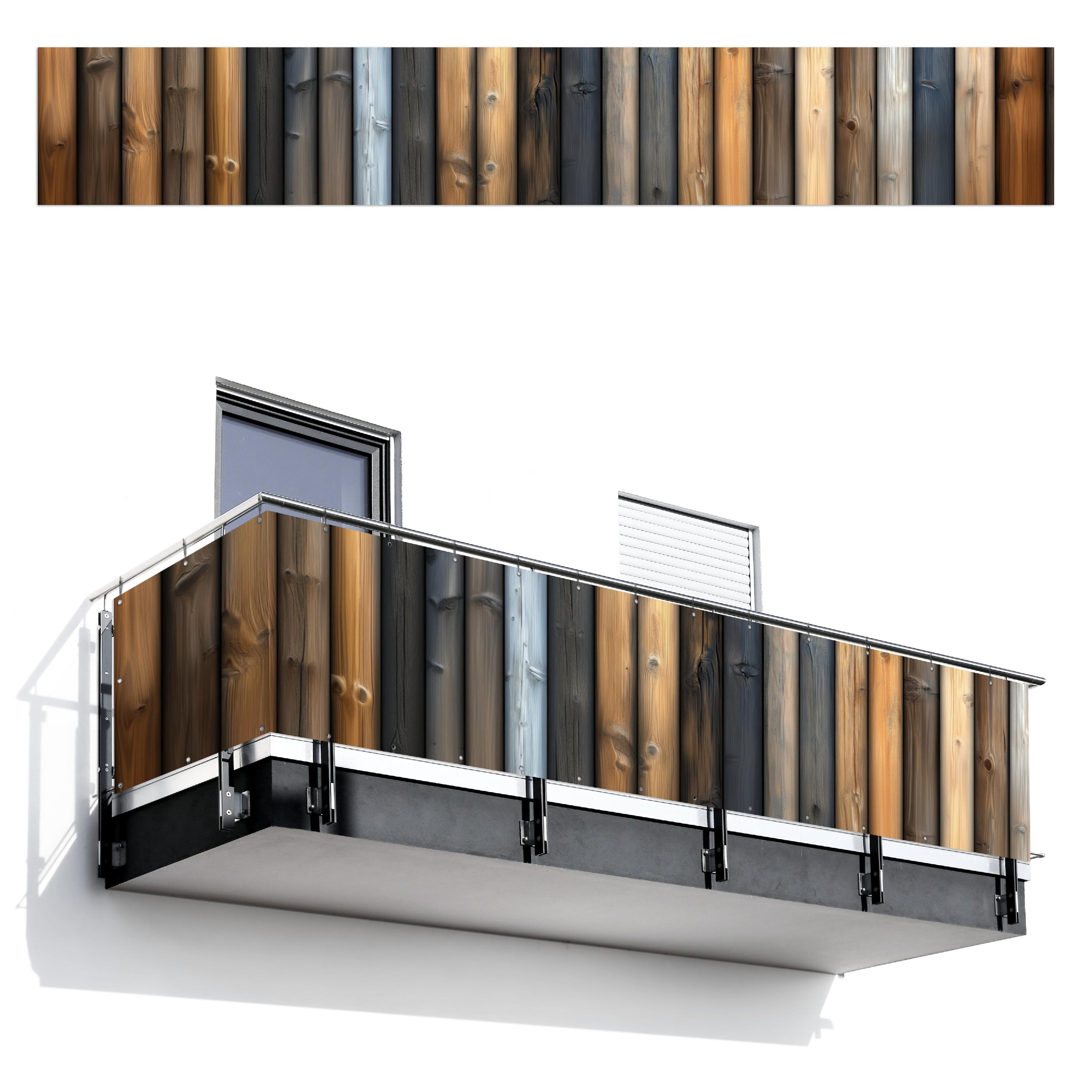 BALKON-SICHTSCHUTZ Holz - Dielen - Gemischt Groß 500x80 cm - Teakfarben, Kunststoff (500/80cm) - MuchoWow