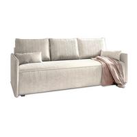 BETTSOFA MESTOR Creme Kordstoff mit Schlaffunktion - Creme, Textil (206/83/87cm) - MASSENO