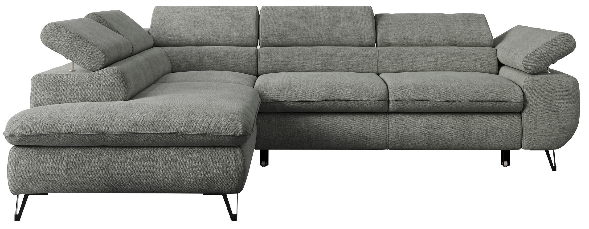 ECKSOFA PETER L Grau Struktur - Links Seite - Schwarz/Grau, Textil/Metall (208/273cm) - MKS